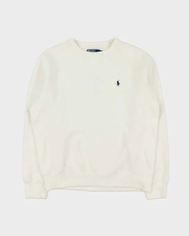 Vintage 00s Polo Ralph Lauren White Crewneck Sweatshirt - M sold by Rokit