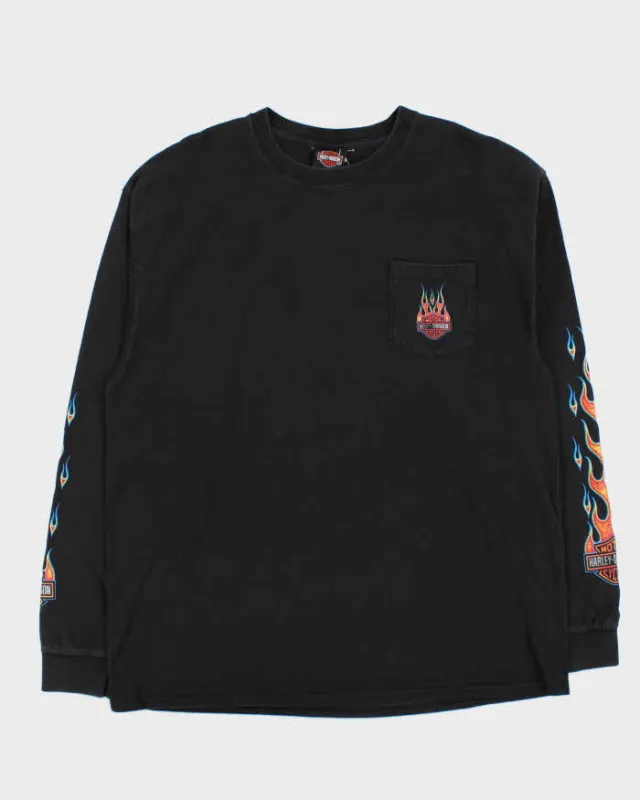 Vintage Harley Davidson Wyoming Flame Graphic Long Sleeve T-Shirt - XL made by Harley-Davidson