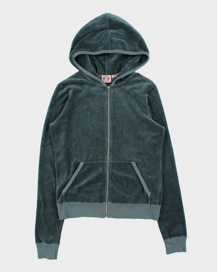 DSWT Vintage Y2K Women's Juicy Couture Rhinestone Velour Zip-Up Hoodie - L sold by Rokit