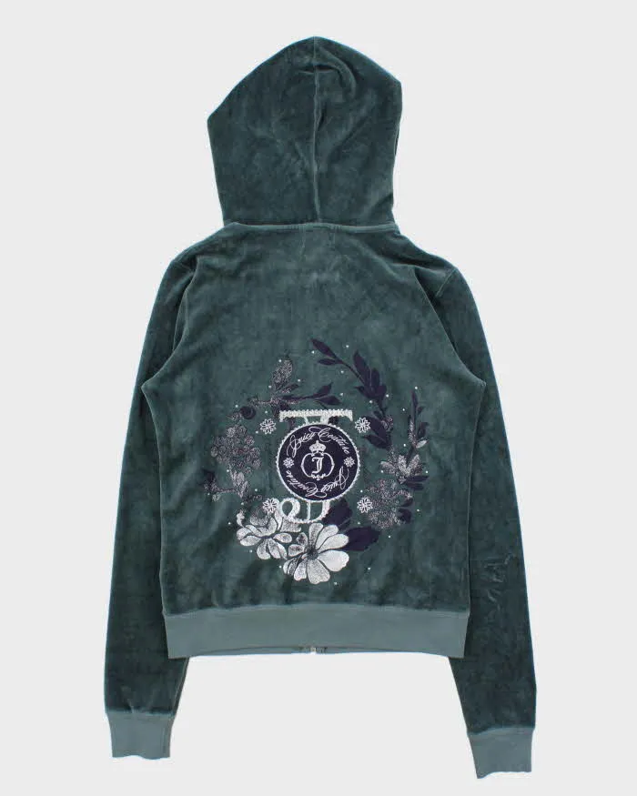 DSWT Vintage Y2K Women's Juicy Couture Rhinestone Velour Zip-Up Hoodie - L sold by Rokit product image thumbnail 2
