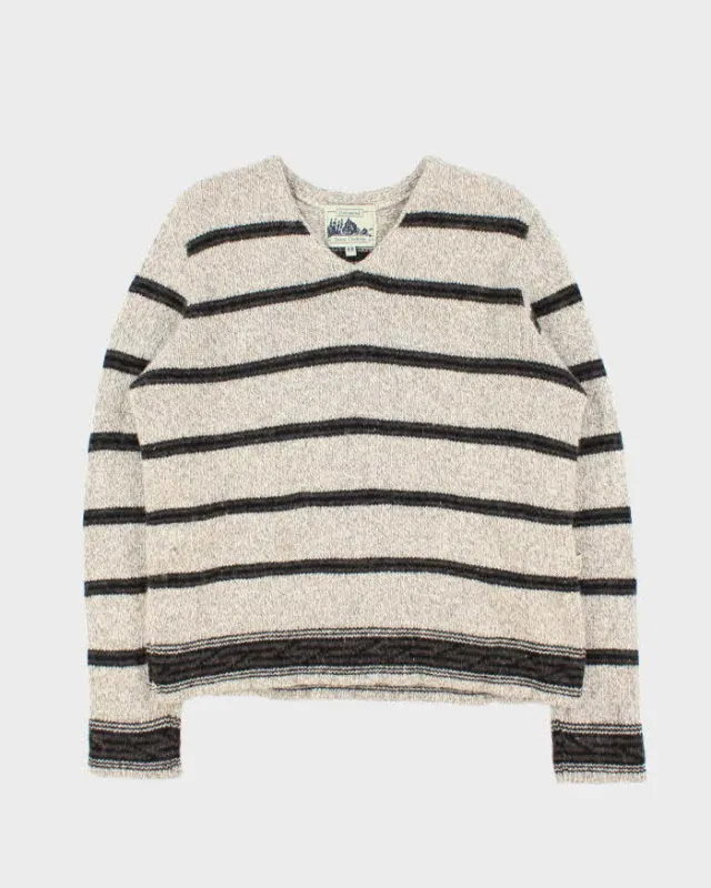Vintage 1990s Quest Wool Striped V-Neck Knit Jumper - M sold by Rokit