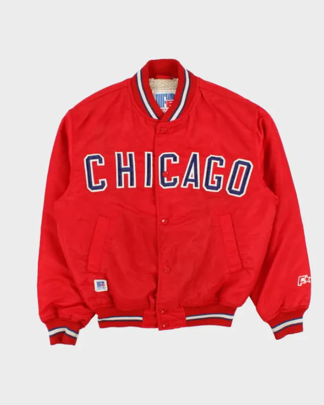 Vintage 1990s Fancy Ball Chicago Sherpa Lined Satin Varsity Bomber Jacket - M sold by Rokit