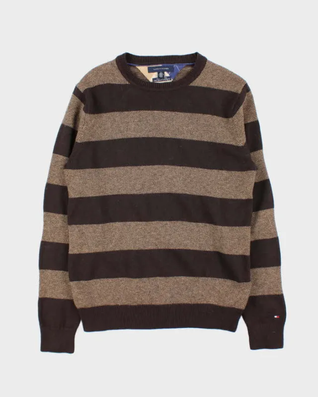 Vintage Y2K 00s Tommy Hilfiger Striped Wool Oversized Crewneck Knit Jumper - M sold by Rokit