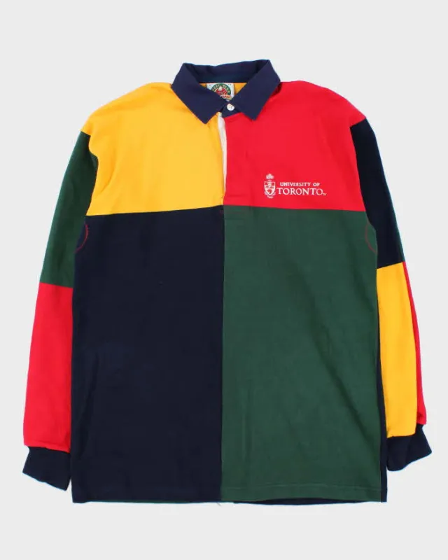 Vintage 1990s Barbarian University Of Toronto Colourblock Heavyweight Long Sleeve Rugby Shirt - XL sold by Rokit