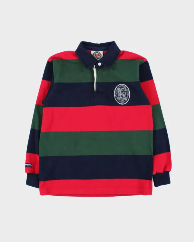 Vintage 1990s Barbarian Lakefield College Striped Heavyweight Long Sleeve Rugby Shirt - XS sold by Rokit