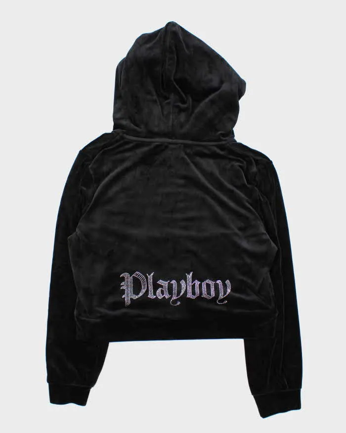 Vintage Y2K Women's Playboy Rhinestone Velour Boxy Zip-Up Hoodie - XL sold by Rokit product image thumbnail 2