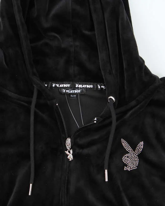 Vintage Y2K Women's Playboy Rhinestone Velour Boxy Zip-Up Hoodie - XL sold by Rokit product image thumbnail 3