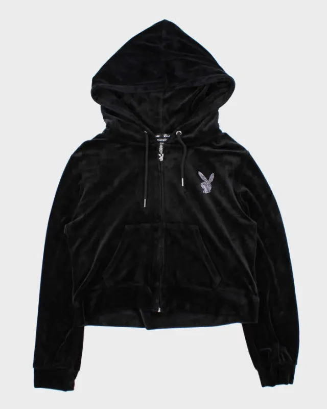 Vintage Y2K Women's Playboy Rhinestone Velour Boxy Zip-Up Hoodie - XL sold by Rokit