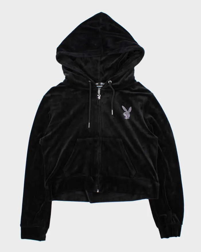 Vintage Y2K Women's Playboy Rhinestone Velour Boxy Zip-Up Hoodie - XL sold by Rokit