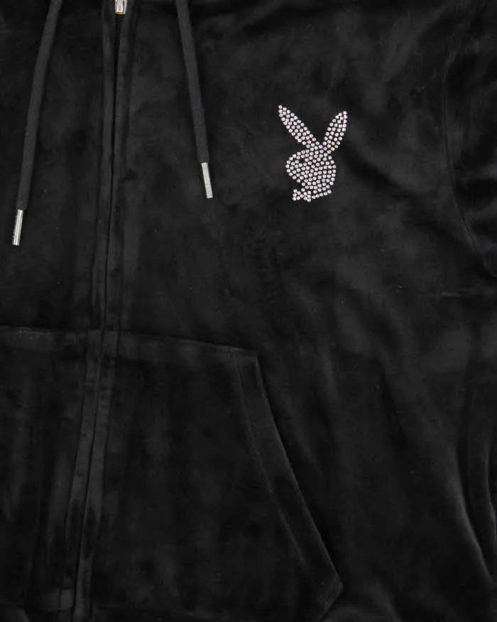 Vintage Y2K Women's Playboy Rhinestone Velour Boxy Zip-Up Hoodie - XL sold by Rokit product image thumbnail 4