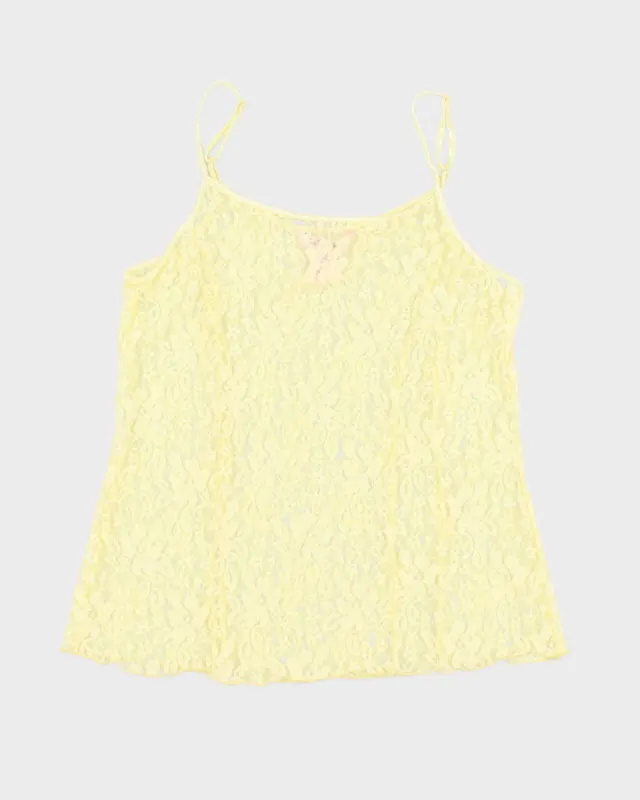 Y2K 00s La Vie En Rose Yellow Lace Cami - XL sold by Rokit