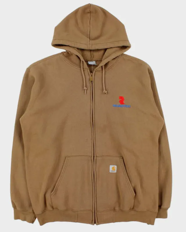 Vintage Carhartt Khaki Brown Heavyweight Zip-Up Hoodie - XL sold by Rokit