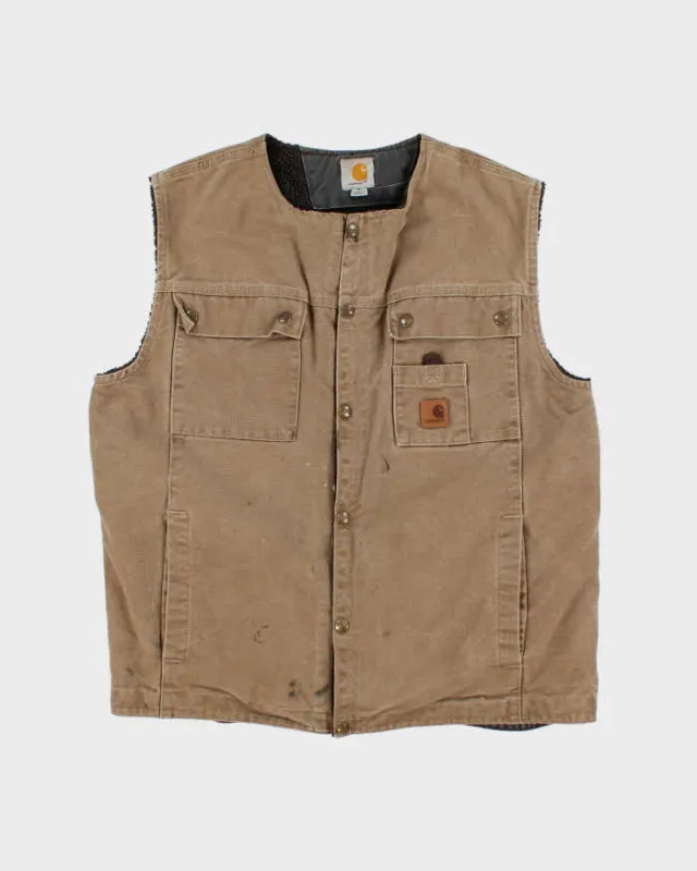 Vintage Carhartt Sandstone Sherpa Lined Multi Pocket Workwear Gilet - L sold by Rokit
