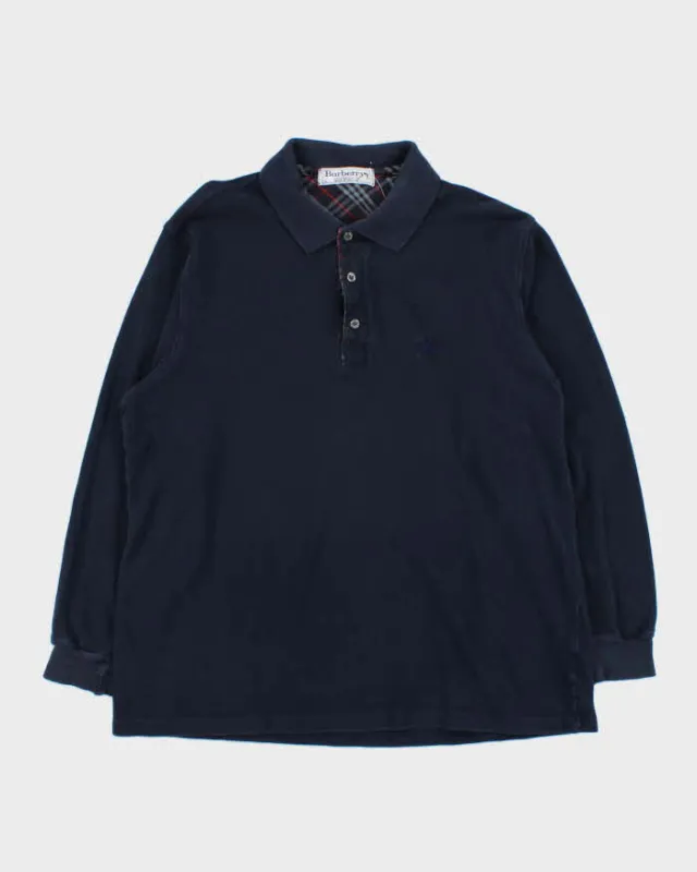 Vintage 1990s Burberry Nova Check Detailed Long Sleeve Polo Shirt - L sold by Rokit