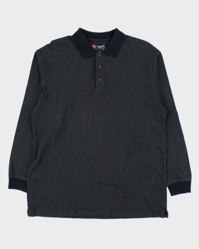 Vintage 1990s Chaps Ralph Lauren Patterned Long Sleeve Polo Shirt - L sold by Rokit