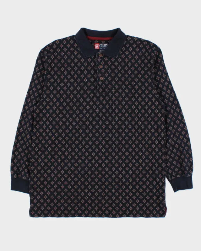 Vintage 1990s Chaps Ralph Lauren Patterned Long Sleeve Polo Shirt - L sold by Rokit