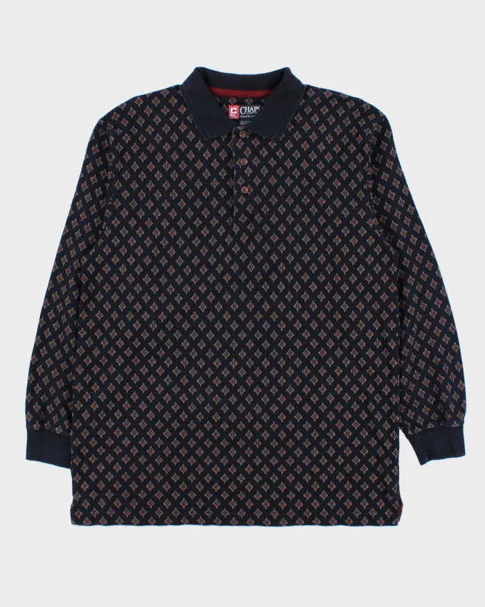 Vintage 1990s Chaps Ralph Lauren Patterned Long Sleeve Polo Shirt - L sold by Rokit