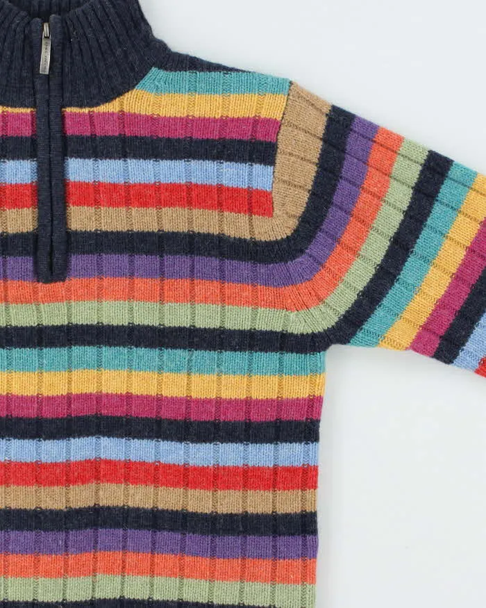 Vintage Y2K 00s Women's Gant Striped Wool Ribbed Quarter-Zip Knit Jumper - L sold by Rokit product image thumbnail 3
