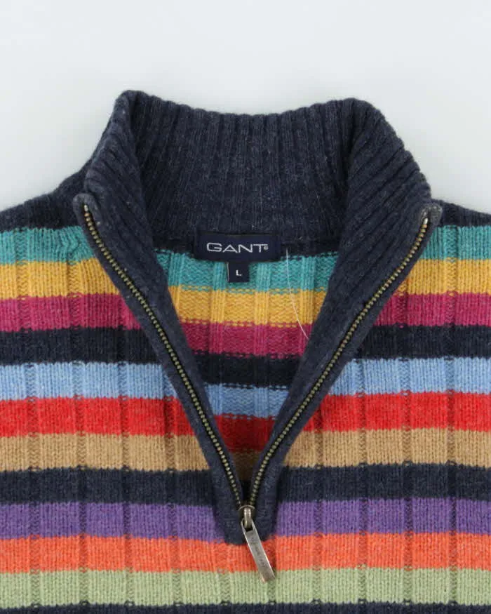 Vintage Y2K 00s Women's Gant Striped Wool Ribbed Quarter-Zip Knit Jumper - L sold by Rokit product image thumbnail 5