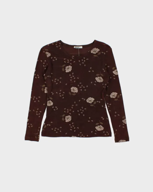 Vintage 90s Amnesia Long Sleeve Slinky Top - S sold by Rokit