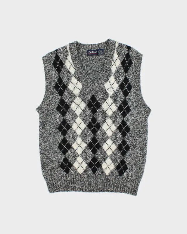 Vintage 1990s Par Four Wool Blend Argyle Knit Sweater Vest - L sold by Rokit