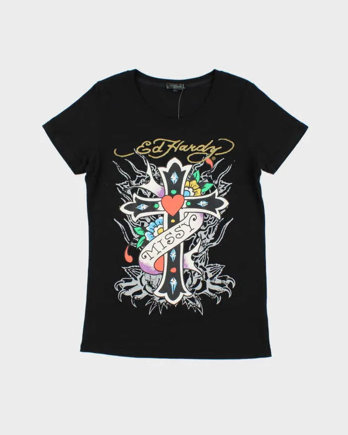 Vintage Ed Hardy Women's Missy Cross Crewneck T-Shirt - L sold by Rokit