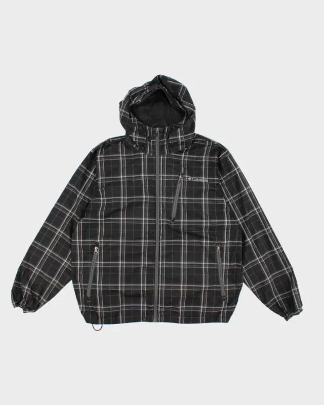 Men's Vintage Black Checked Columbia Zip Up Hooded Jacket - M sold by Rokit