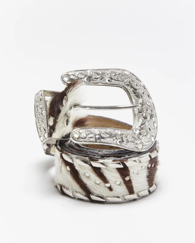 Vintage Y2k 00s Faux Hide Studded Belt W31-W35 sold by Rokit