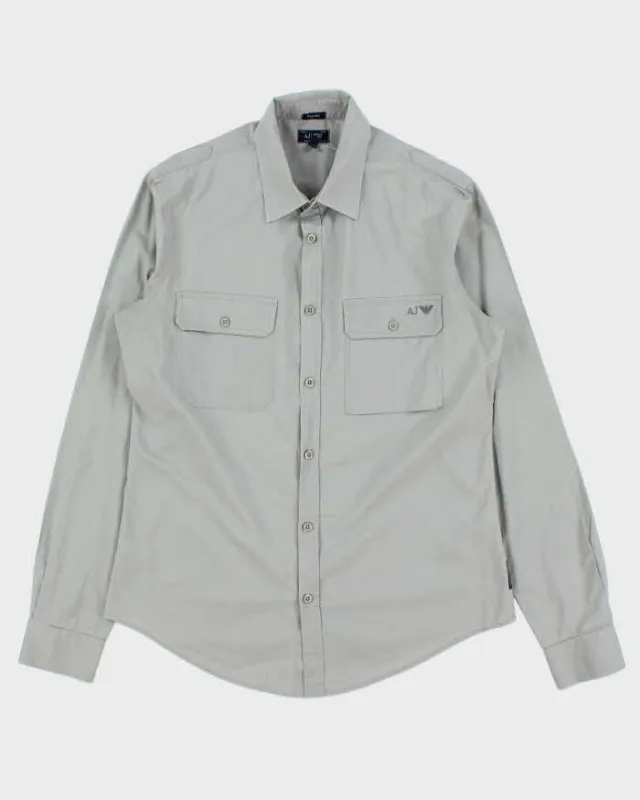 Vintage Y2K 00s Armani Jeans Spell Out Long Sleeve Wokwear Shirt - M sold by Rokit