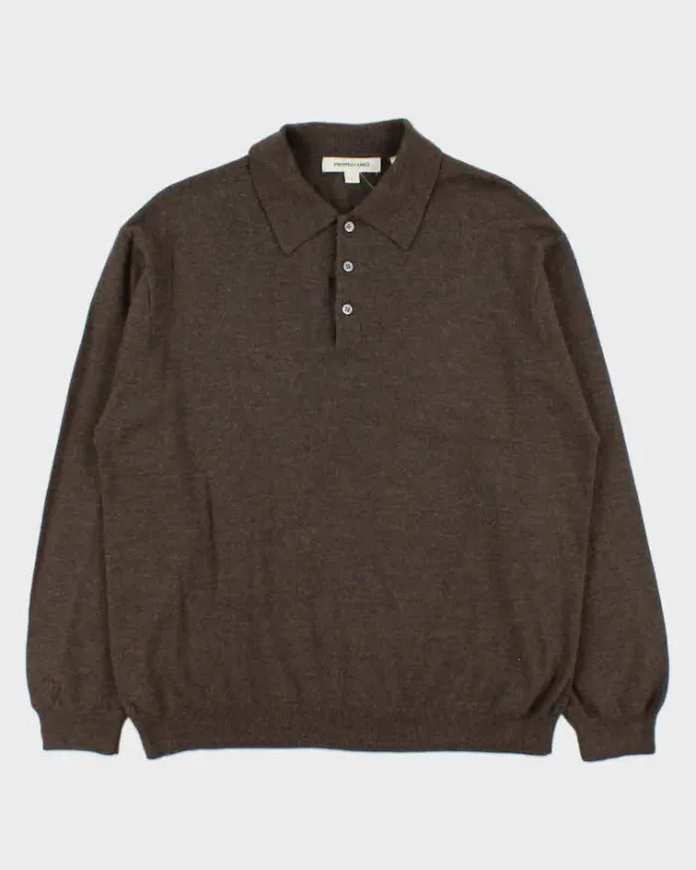 Vintage 90s Pronto Uomo Merino Wool Collard Jumper - L made by Rokit