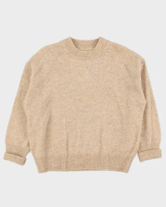 Vintage 1990s Speckled Wool Hand Knit Oversized Women's Crewneck Jumper - M sold by Rokit