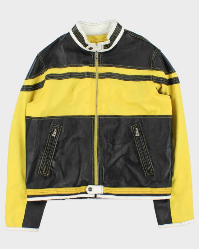 Vintage Y2K 00s Wilsons M.Julian Leather Two-Tone Cafe Racer Biker Jacket - L made by Rokit