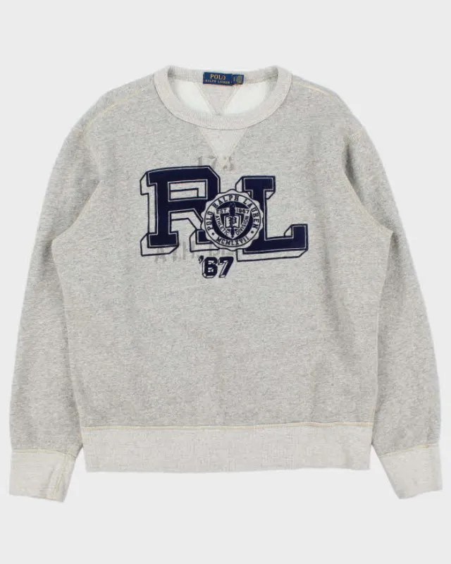 Vintage Polo Ralph Lauren Ath Dept.67 Grey Marl Crewneck Sweatshirt - XL sold by Rokit