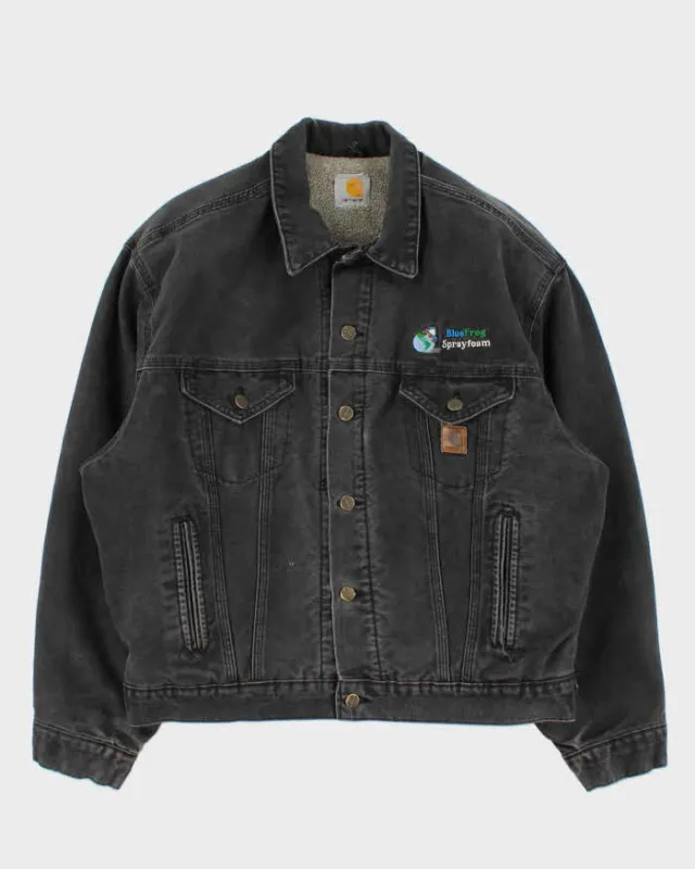 Vintage Y2K 00s Carhartt J233 Sandstone Sherpa Lined Made In USA Workwear Trucker Jacket - L sold by Rokit