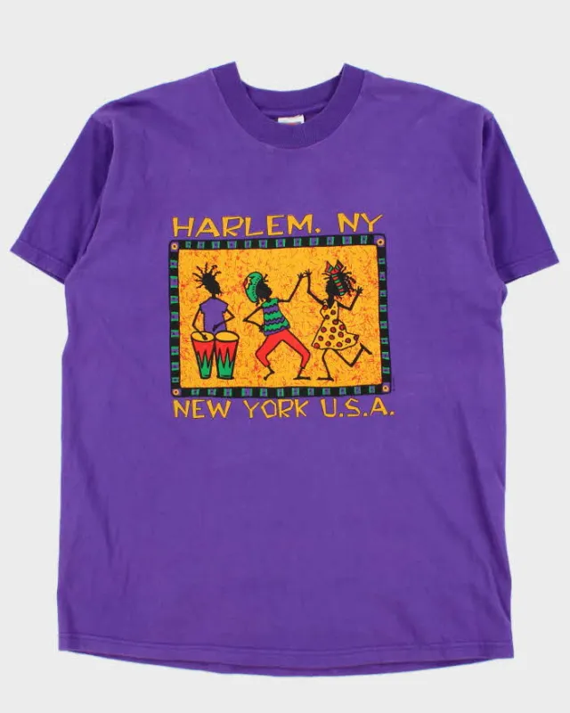 Vintage 1990s Harlem NY USA FOTL Heavyweight Crewneck T-Shirt - XL made by Fruit of the Loom