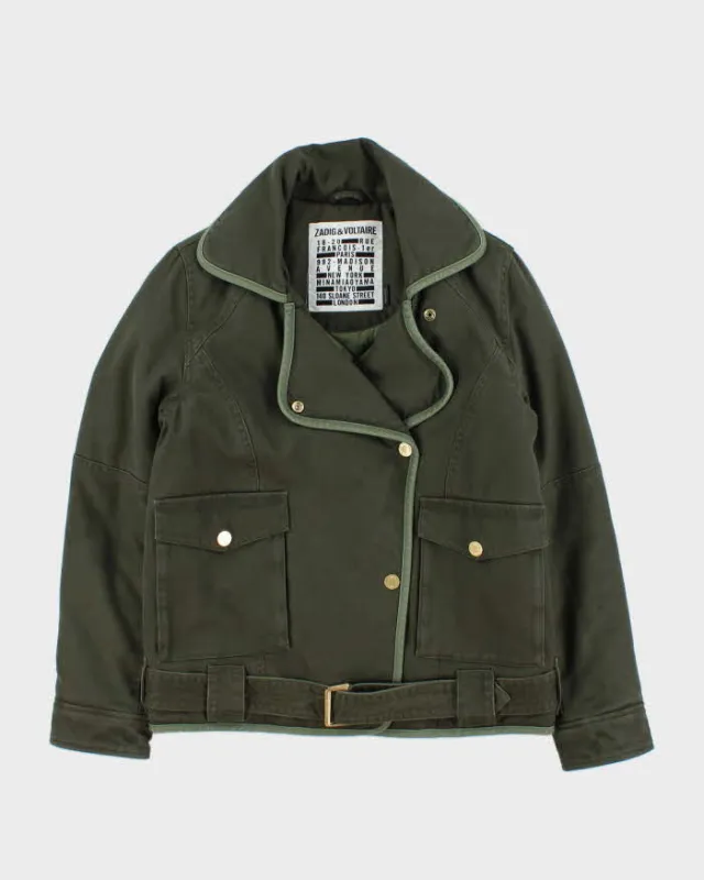 Vintage Zadig & Voltaire Kawa Quilt Lined Khaki Canvas Biker Jacket - S made by Rokit