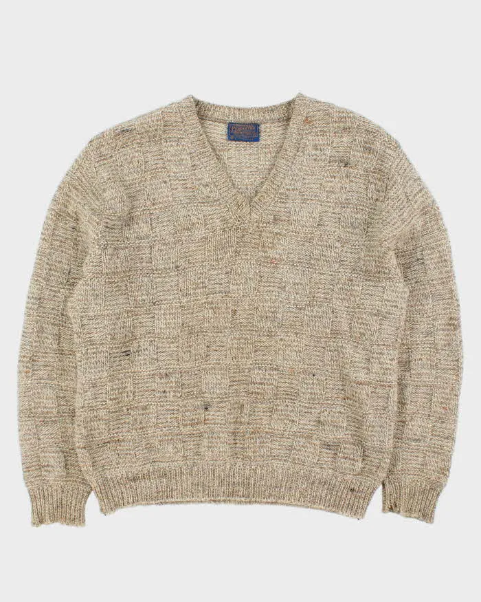 Vintage 70s Pendleton V-neck Wool Jumper - L sold by Rokit