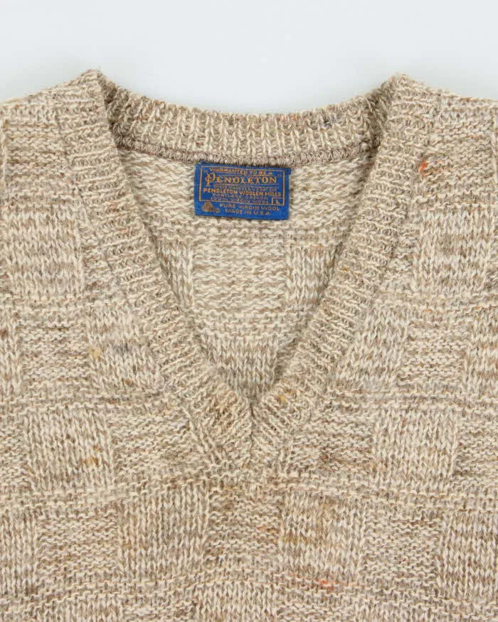 Vintage 70s Pendleton V-neck Wool Jumper - L sold by Rokit product image thumbnail 5