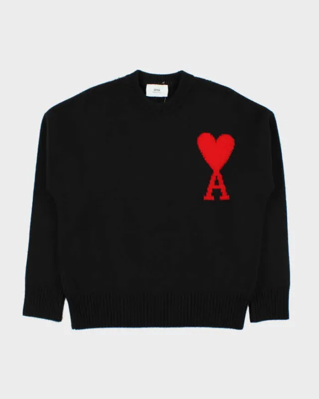 Ami Paris de Cœur Chunky Soft Wool Oversized Crewneck Knit Jumper - XS sold by Rokit