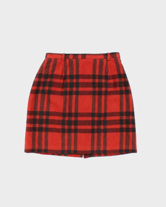 Vintage 90s Eddie Bauer Wool Blend Check Mini Skirt - XS made by Eddie Bauer