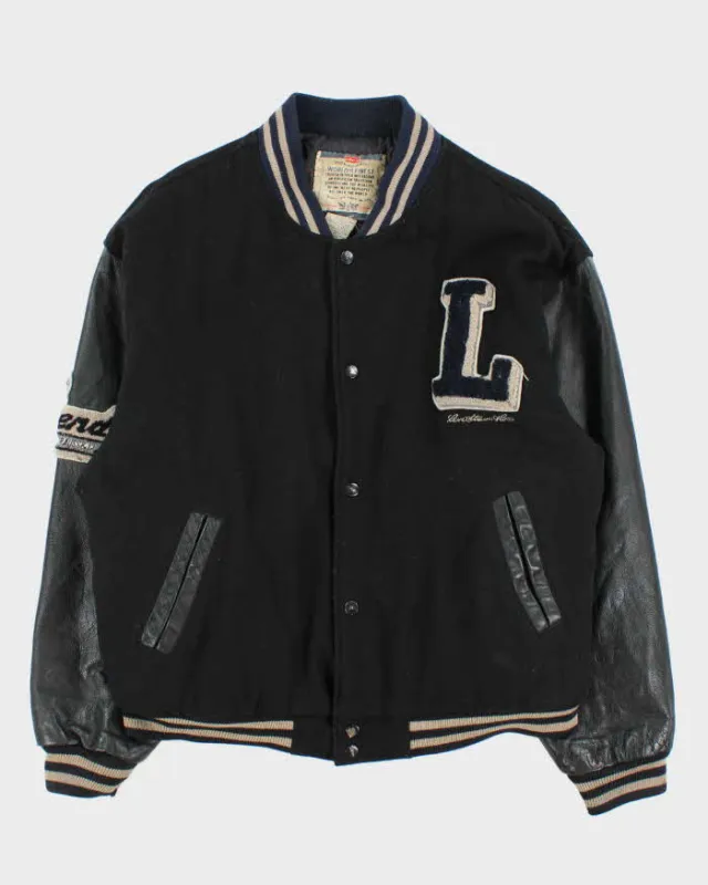 Vintage 1990s Levi's Chain Stitch Wool Leather Oversized Varsity Bomber Jacket - M made by Levi's