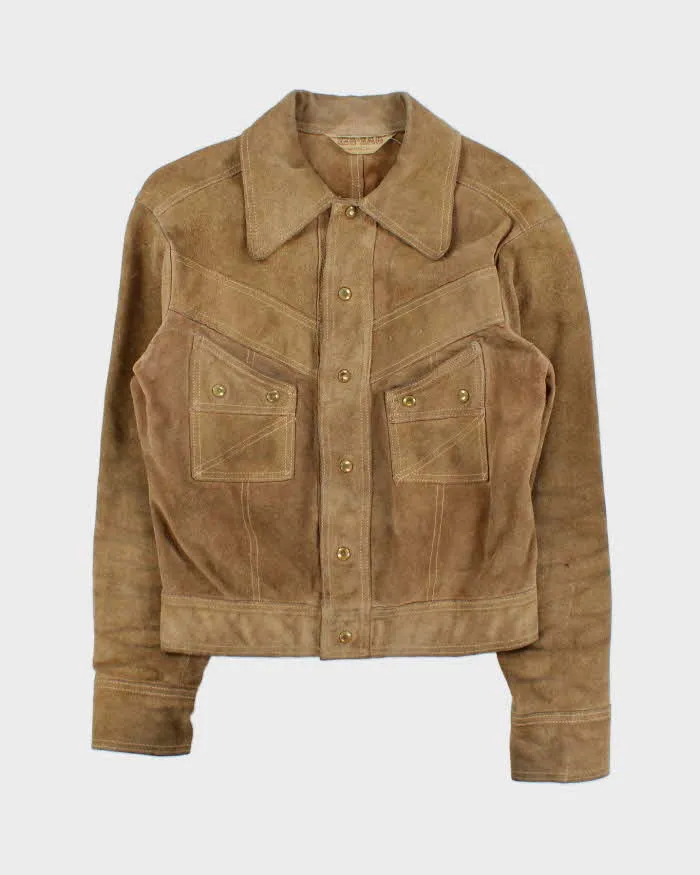 Vintage 1970s Zig Zag Tan Suede Western Jacket - S sold by Rokit