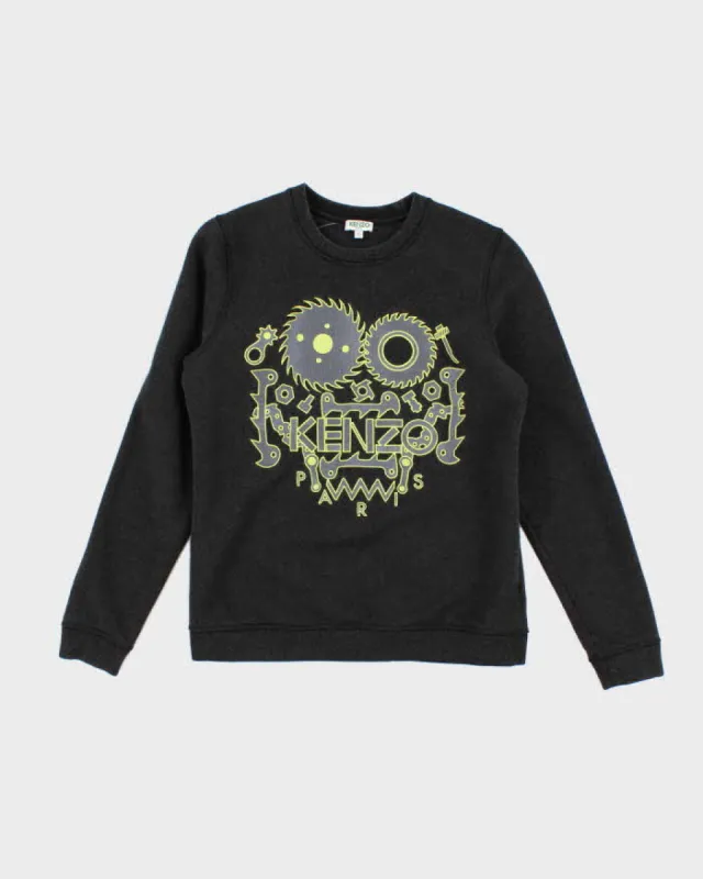 Womens Grey Sparkly Kenzo Graphic Sweatshirt - S sold by Rokit