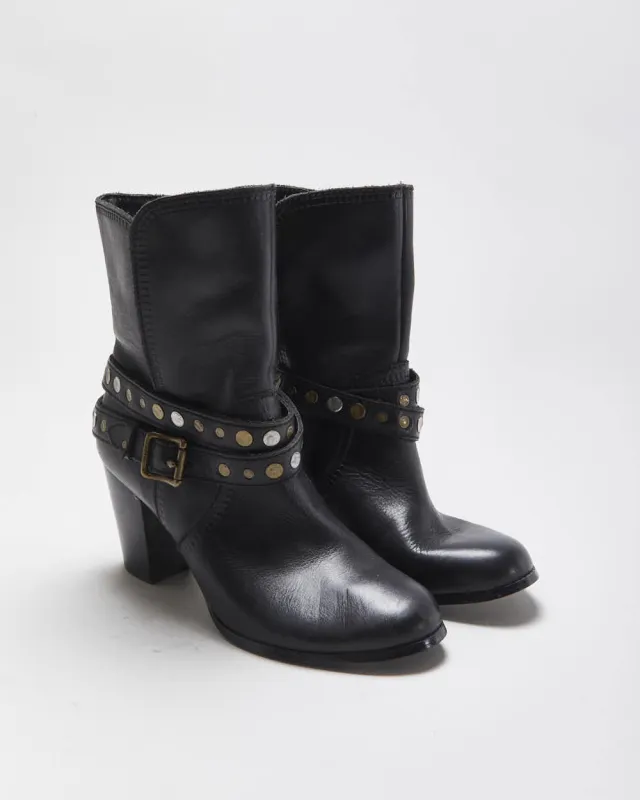 Vintage Fossil Leather Studded Boots - UK8 made by Rokit