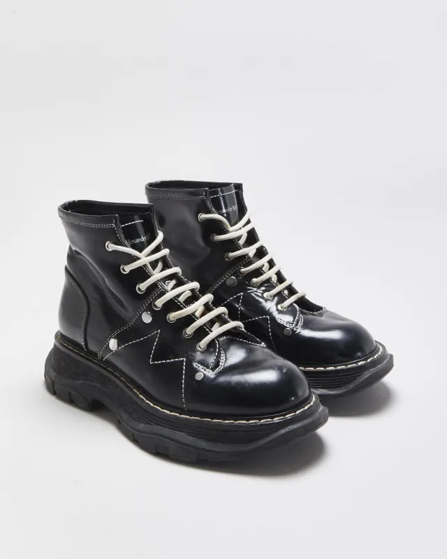 Alexander McQueen Patent Tread Contrast Stitch Boots - UK3 sold by Rokit