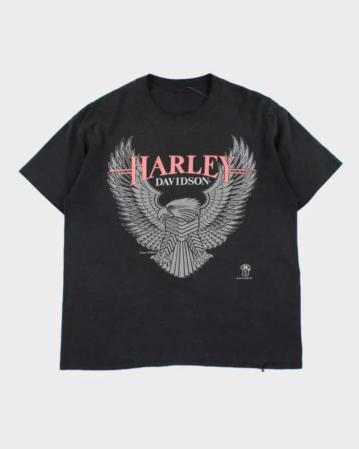 Vintage 1980s Harley Davidson Eagle Faded Black T-Shirt - M sold by Rokit