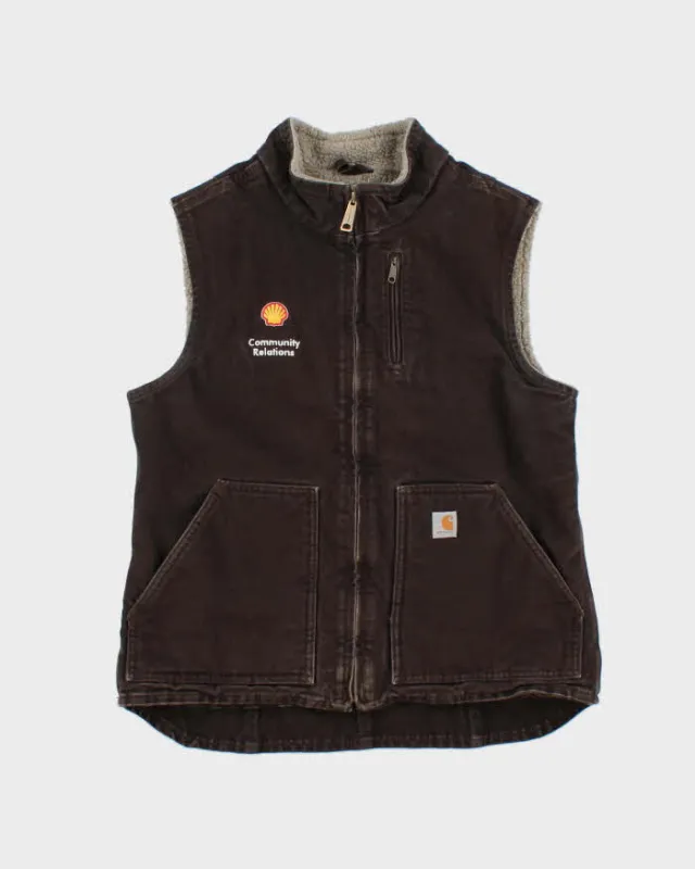 Vintage Carhartt Sherpa Lined Sandstone Canvas Women's Workwear Gilet - M sold by Rokit