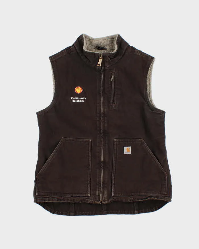 Vintage Carhartt Sherpa Lined Sandstone Canvas Women's Workwear Gilet - M sold by Rokit
