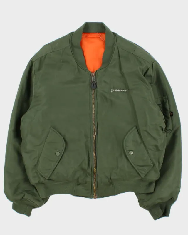 Vintage 1990s MA-1 USA Boeing Reversible Flight Bomber Jacket - L sold by Rokit