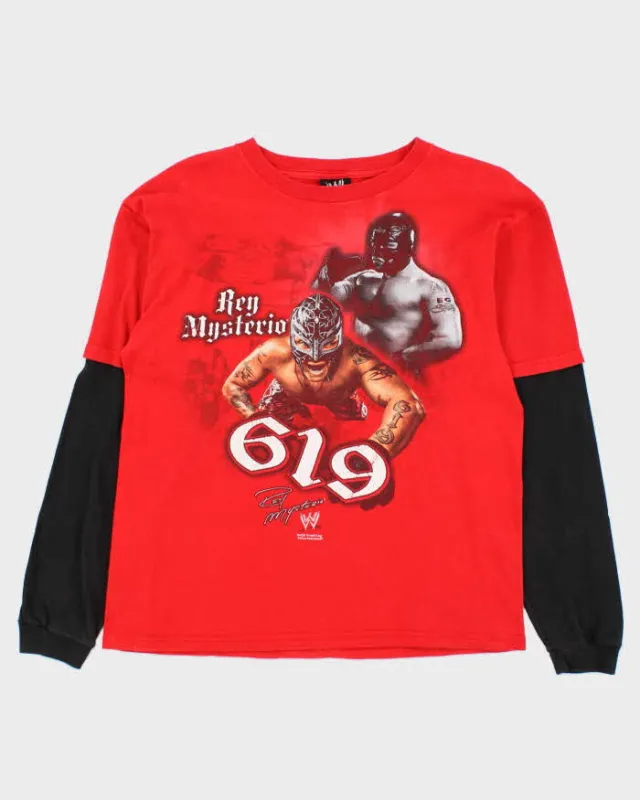 Vintage 2008 Hybrid WWE Ray Mysterio 619 Double Layer Long-Sleeve T-Shirt - M made by Rokit
